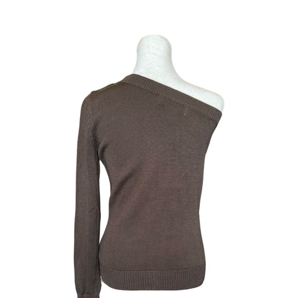 MICHAEL Michael Kors One Shoulder Dark Brown Sweater - Picture 4 of 6